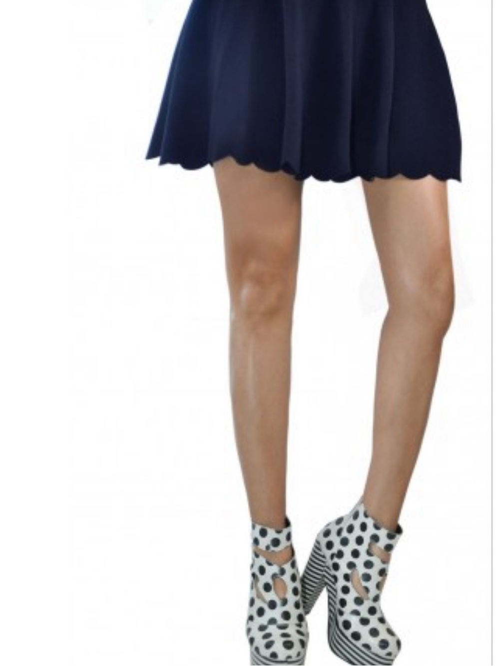 BCBGeneration Navy Mini Skirt with Scalloped Hem